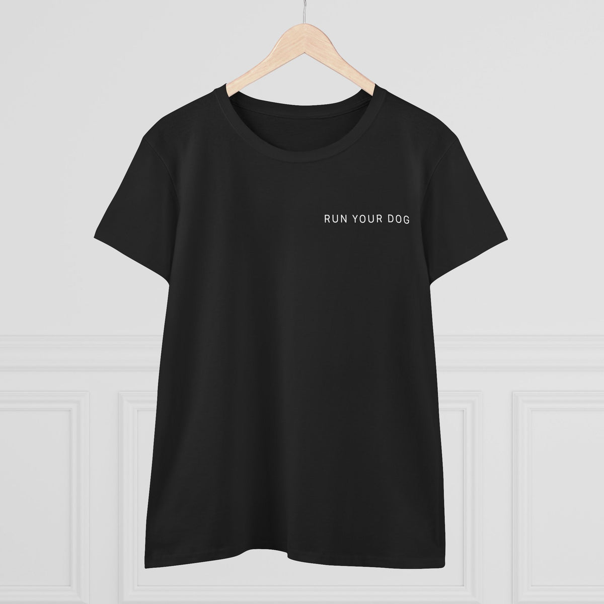 Copy of Women's Tee — Woman Walking Dog Silhouette Sunset Graphic