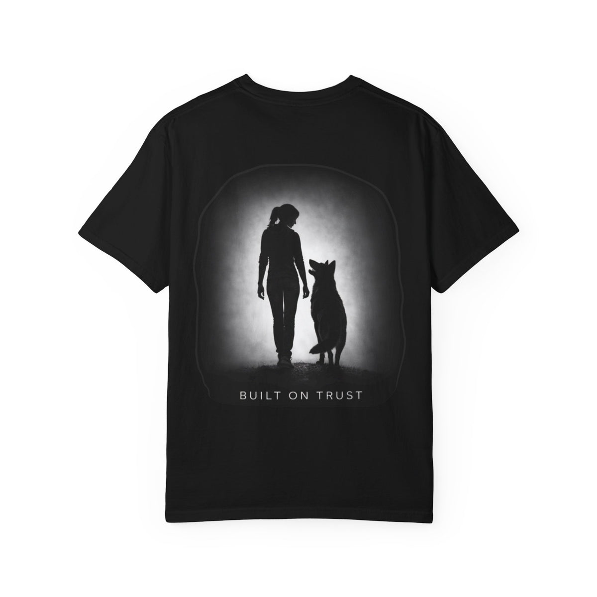 Built on Trust Graphic T-Shirt — Silhouette Woman & Dog Design