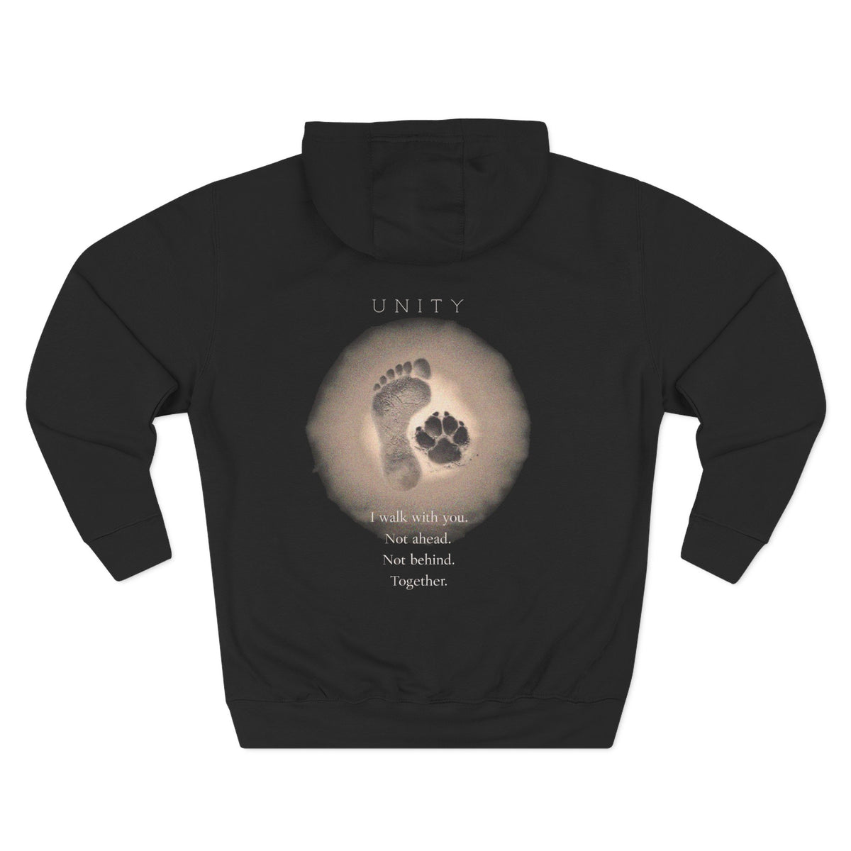 Unity Paw & Footprint Hoodie — "I walk with you. Not ahead. Not behind. Together."