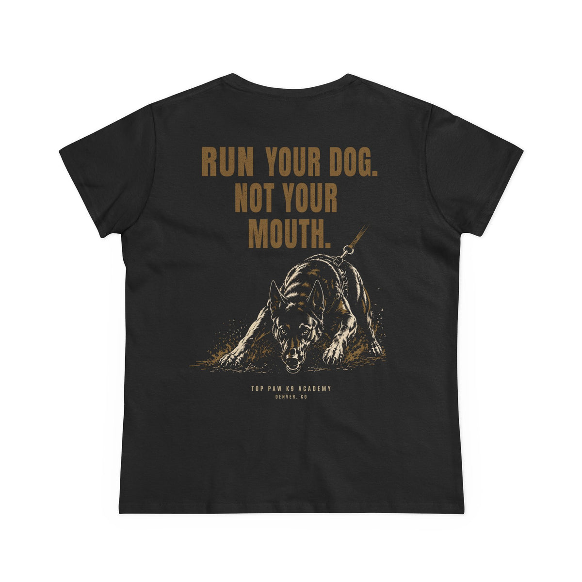 Copy of Women's Tee — Woman Walking Dog Silhouette Sunset Graphic