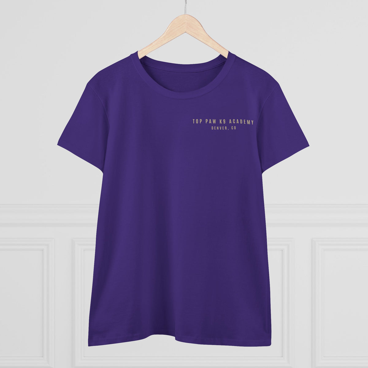 Women's Tee — Woman Walking Dog Silhouette Sunset Graphic