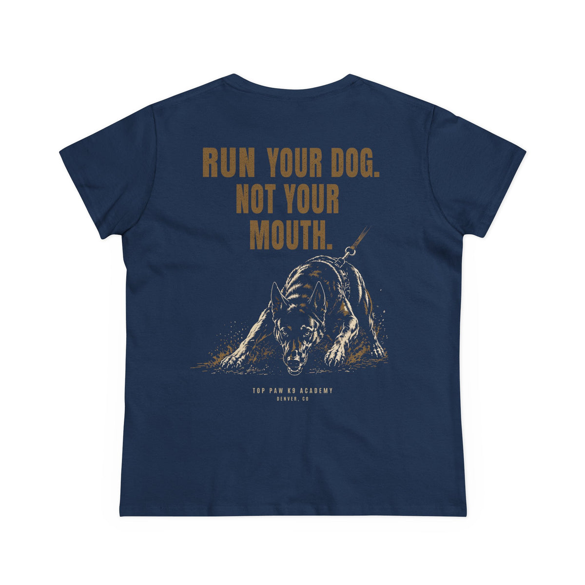 Copy of Women's Tee — Woman Walking Dog Silhouette Sunset Graphic