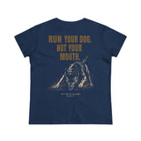 Copy of Women's Tee — Woman Walking Dog Silhouette Sunset Graphic
